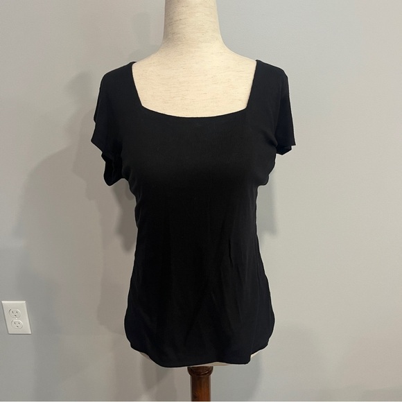 INC‎ International Concepts Black Fitted Short Sleeve T-Shirt Large - Picture 1 of 5